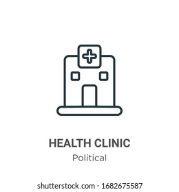 Health clinic outline vector icon. Thin line black health clinic icon, flat vector simple element illustration from editable political concept isolated stroke on white background