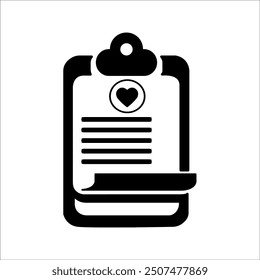 Health clipboard icon on white background