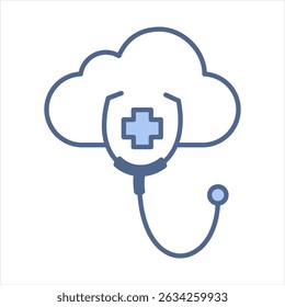 Health Cloud Blue Icon Vector Illustration