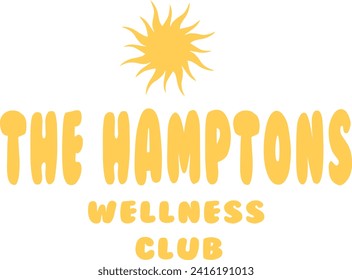 Health Club Wellness Club Athletics Bubble Retro Varsity College The Hamptons Malibu California Sun USA Trending Script Slogan Graphic Tee t-shirt logo artwork typography tote badge emblem crest 
