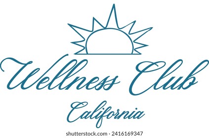 Health Club Wellness Club Varsity College The Hamptons Malibu California lujoso Estados Unidos Trending Script Slogan Whreaf Gráfico Tee ropa de camiseta Logo de moda tipografía de arte tote placa emblema cresta 