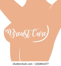 Health concept. Woman Breast Cancer Awareness. Female Flat Vector Illustration Body. Breast Cancer October Awareness Month Campaign Background with ribbon symbol
