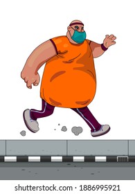 Health Conscious Guy Jogging with a Mask