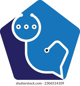 Health consult logo design template. Stethoscope isolated on bubble chat symbol