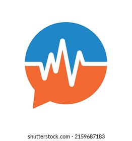 Health Consult logo designs concept. Medical logo and Heartbeat Waves in Chat Icon Logo Template