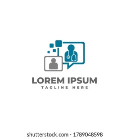 Health consultation and online chat with doctor application logo icon vector design