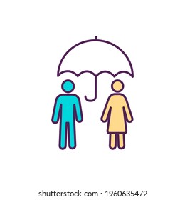 Health Coverage RGB Color Icon. Insurance. Financial Hardship Support. Covering Health Care Costs. Treatment, Rehabilitation. Expenses Incurred From Illness, Injury. Isolated Vector Illustration