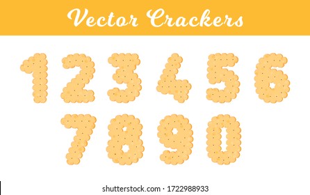Health cracker. Isolated cookie number figure: one, two, three, four, five, six, seven, eight, nine, ziro. Vector Illustration