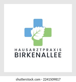 Health Cross mit Leaf in Negativ Space Medical Logo Vector Design