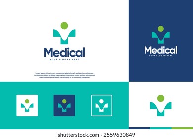 health cross logo, with human shape, modern abstract, graphic design template.