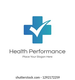 Health cross logo vector with checklist symbol. This logo is suitable for medicine, body, business and health care.