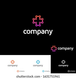 Health Cross Network with Points Logo

Simple and clean logo, for some sort of healing company, for example molecule structure healing/connection, or something related to that. Also could be related t