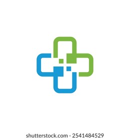 Health Cross Pixel Symbol Logo design vector template