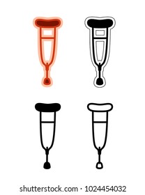 Health crutches flat doodle icon set. Illustration isolated on white