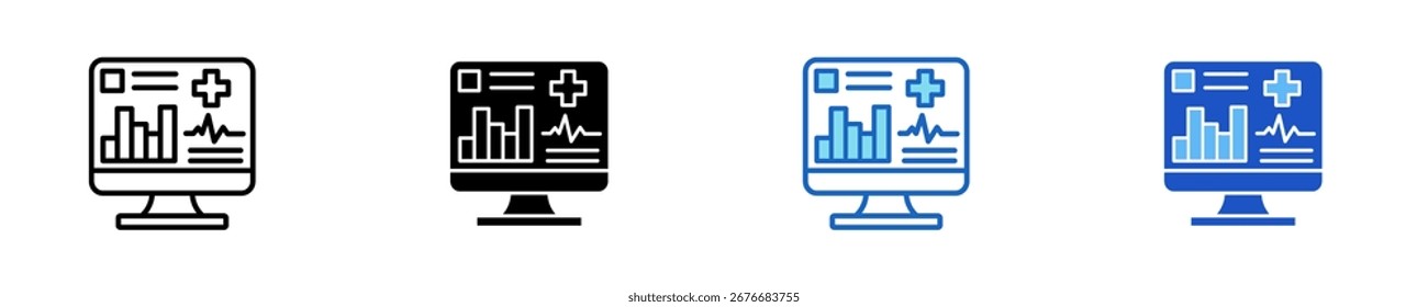 Conjunto de iconos de panel de salud Colección de estilos múltiples