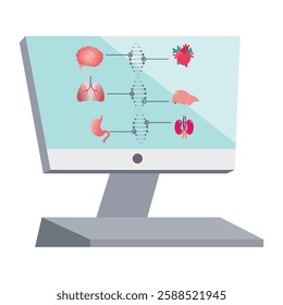 Health Data from DNA Profile on cartoon computer screen