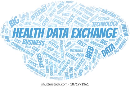 Health Data Exchange Vector Word Cloud, Made With Text Only.