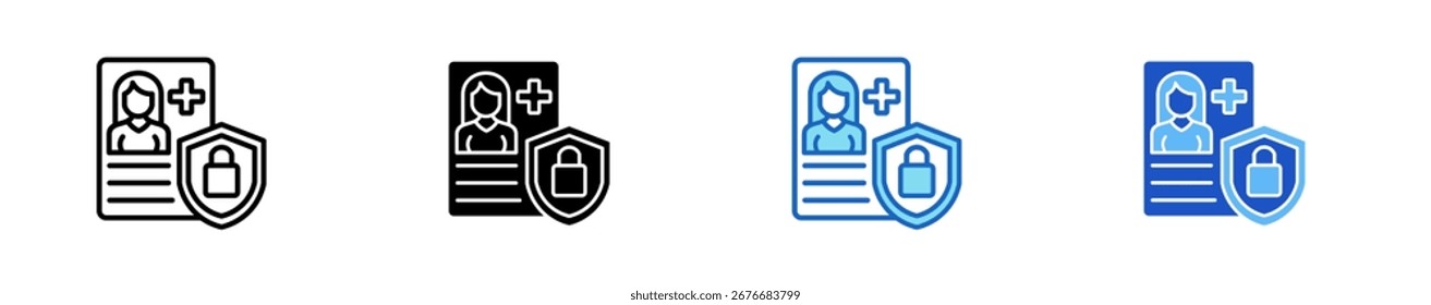 Health Data Security Icon Set Multiple Style Collection