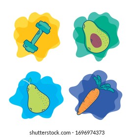 health day celebration poster with set icons vector illustration design