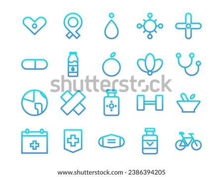Health Day Icon Pack in Gradient Outline Style. Perfect for Websites, Landing Pages, Mobile Apps, Presentations, and Other Projects. Suitable for User Interface and User Experience UI UX.