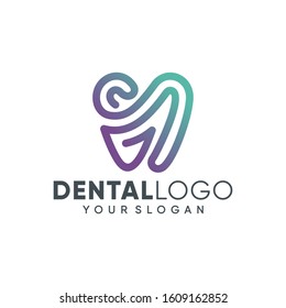Health Dent Logo design vector template linear style. Dental clinic Logotype concept icon.