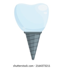 Health dental implant icon cartoon vector. Crown tooth. Dent care