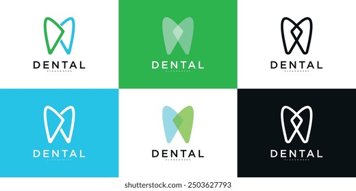 Salud dental Logotipo de diseño de Plantilla de estilo moderno. Diseño del logotipo de la clínica dental. Vector de Premium