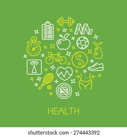  Health design template with line icons