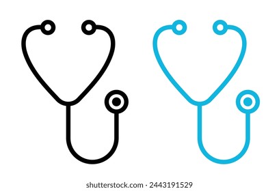 Health Diagnostic Stethoscope Icons. Medical Examination and Healthcare Instrument Symbols.