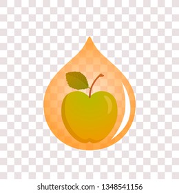 Health. Diet. Glass of apple juice. Time to detox. Vector illustration