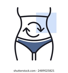 The health of the digestive vector icon. The women's belly sign. Graph symbol for fitness and weight loss web site and apps design, logo, app, UI