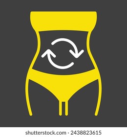 The health of the digestive vector solid icon on dark background. The women's belly sign. Graph symbol for fitness and weight loss web site and apps design, logo, app, UI
