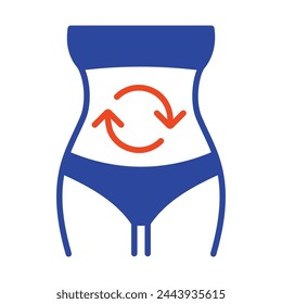 The health of the digestive vector solid icon. The women's belly sign. Graph symbol for fitness and weight loss web site and apps design, logo, app, UI