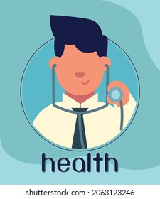health doctor with stethoscope tool