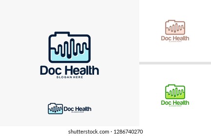 Health Document logo designs concept, Health logo designs vector, Document logo template