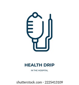 Icono de goteo de estado. Ilustración vectorial lineal de la colección hospitalaria. Guión del icono de la barra de estado de contorno vectorial. Símbolo de línea delgada para uso en aplicaciones web y móviles, logotipo, medios impresos.