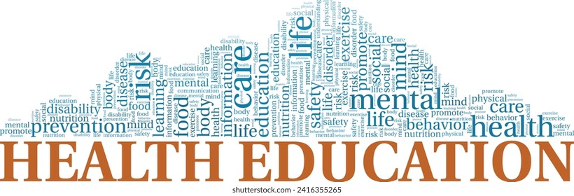Health Education word cloud conceptual design isolated on white background.