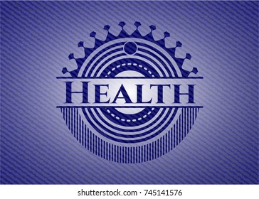 Health emblem with denim high quality background