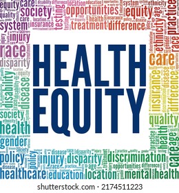 Health Equity word cloud conceptual design isolated on white background.