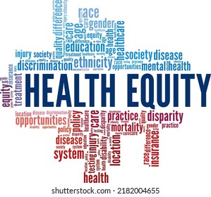 Health Equity Word Cloud Conceptual Design Isolated On White Background.