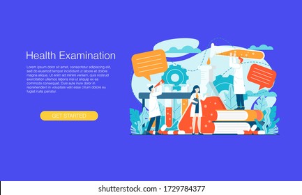 Health examination laboratory vector illustration concept  scientis working at laboratorium   vector template background isolated  can be use for presentation  web  banner ui ux  landing page