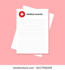 Health Examination Sheet by Doctor, Medical Record, flat design style  