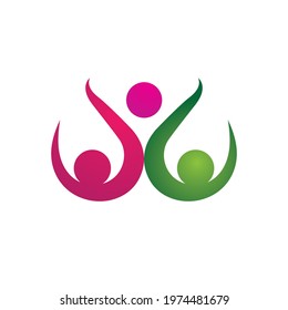 Health family care community group logo sign illustration vector design