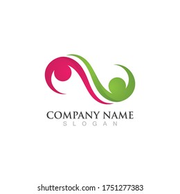Health family character logo sign illustration vector design