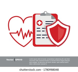Health, financial and medical service. Isolated vector illustration. Medical form list with result data and approved check mark vector illustration, flat clinical checklist document check box, insuran