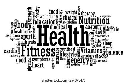 Health Fitness Awareness Word Cloud Vector Stock Vector (Royalty Free ...