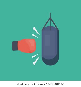 Health & Fitness flat icons for bag  & glove 