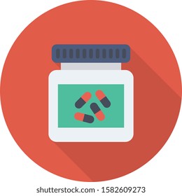 Health & Fitness flat icons for jar  & pill