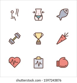 Health Fitness Icon Color Set. Vector illustration