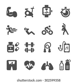 health and fitness icon set, vector eps10.